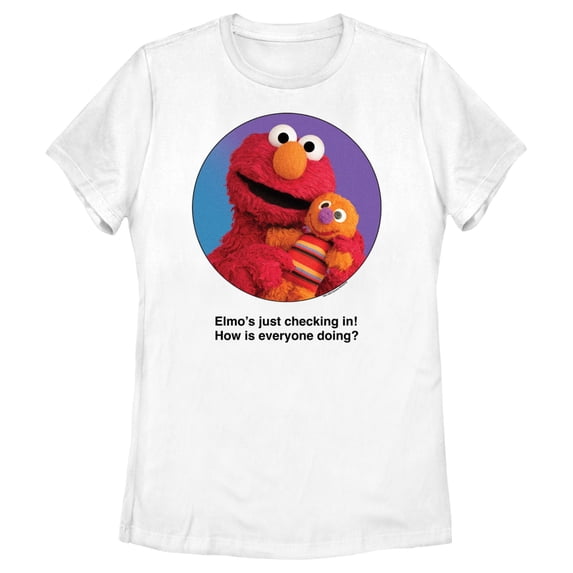 Women's Sesame Street Elmo Portrait Checking In Graphic T-Shirt