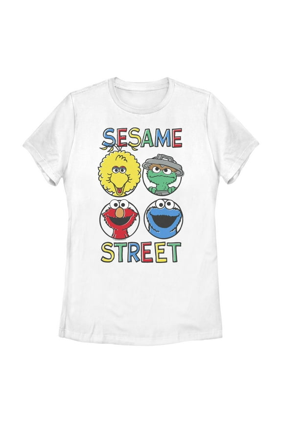 Women's Sesame Street Four Circle Grid  Graphic T-Shirt