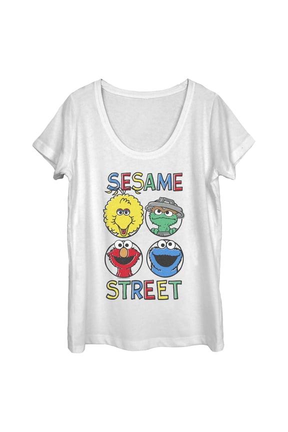 Women's Sesame Street Four Circle Grid Graphic T-Shirt