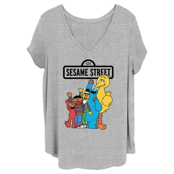 Women's Sesame Street Friend Group Wave Graphic T-Shirt