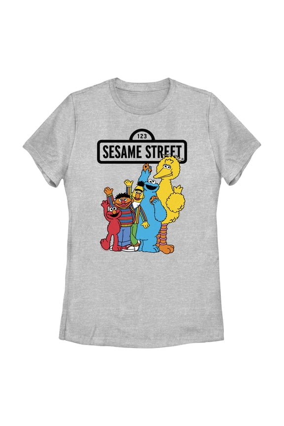 Women's Sesame Street Friend Group Wave Graphic T-Shirt