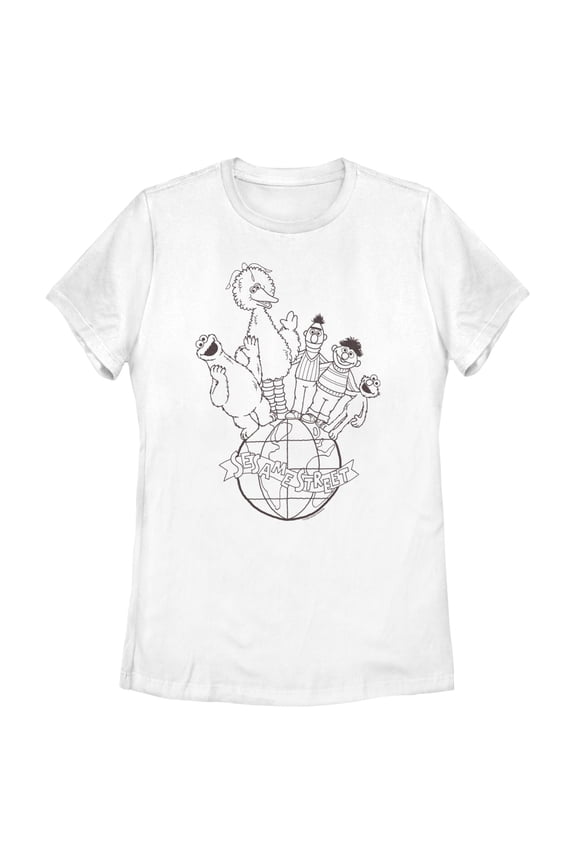 Women's Sesame Street Globe Group Outline Graphic T-Shirt