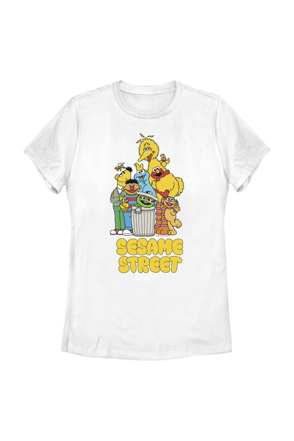Women's Sesame Street Graffiti Logo Group Shot Graphic T-Shirt