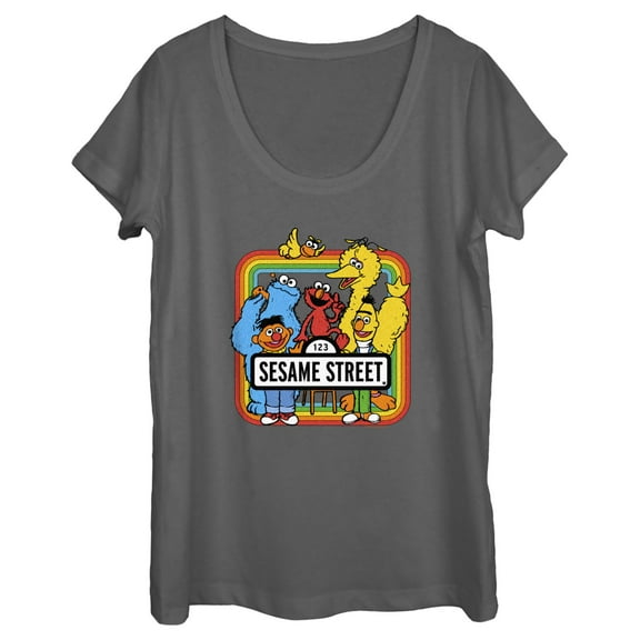 Women's Sesame Street Rainbow Box Group Portrait  Graphic T-Shirt