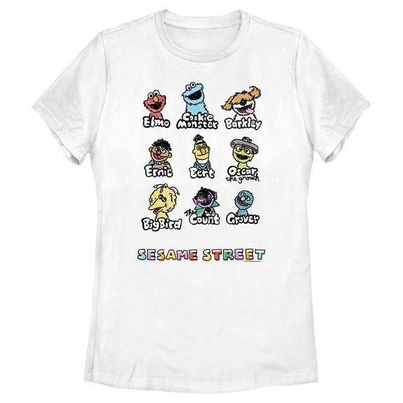 Women's Sesame Street Sketched Characters  Graphic T-Shirt