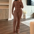 thumbnail image 1 of Women's Set Texture Striped Hooded Tops And Flare Pants Suits 2024 Fall Casual Street 2 Piece Sets Two Piece Pants Set Women Wedding Pant Suits Petite Size Women Dress Suits Set Petite Pant Suits for, 1 of 5