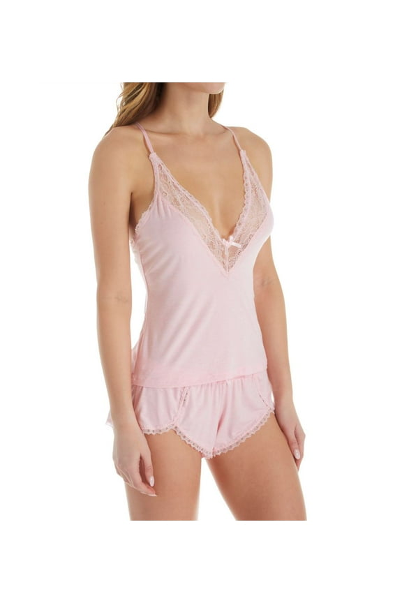 Women's Seven 'til Midnight 10608 Knit Lace Camisole Sleep Set (Heather Pink 1X-2X)