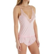 Womens Seven til Midnight 10608 Knit Lace Camisole Sleep Set Heather Pink 1X-2X