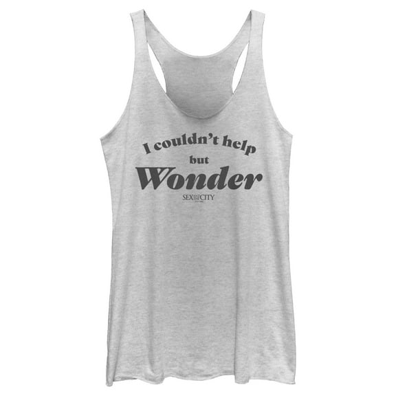 Women's Sex and the City Carrie Couldn't Help But Wonder  Racerback Tank Top White Heather X Small