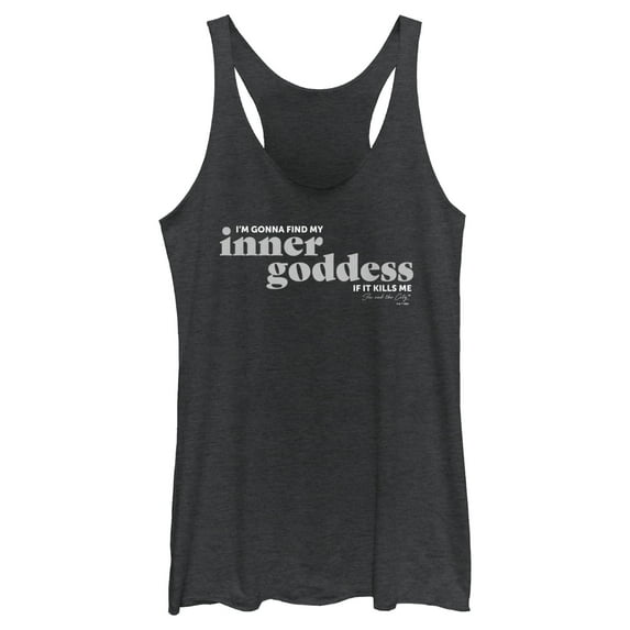 Women's Sex and the City Find Inner Goddess If It Kills Me Racerback Tank Top Black Heather 2X Large