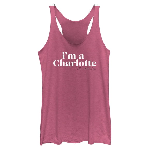 Women's Sex and the City I'm a Charlotte Text Racerback Tank Top Pink Heather Large