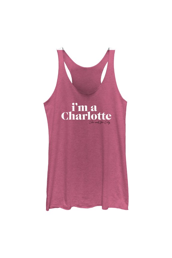 Women's Sex and the City I'm a Charlotte Text  Racerback Tank Top Pink Heather X Large