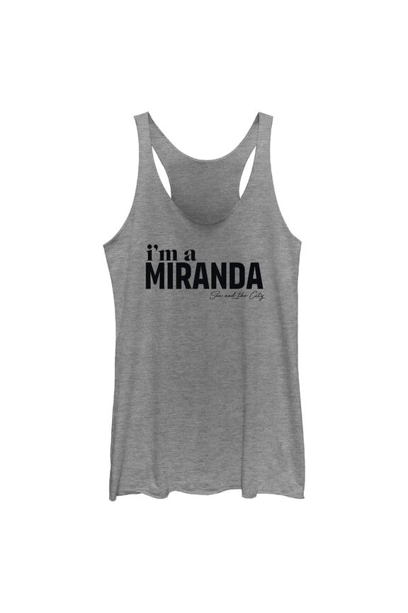 Women's Sex and the City I'm a Miranda Text Racerback Tank Top Gray Heather Small