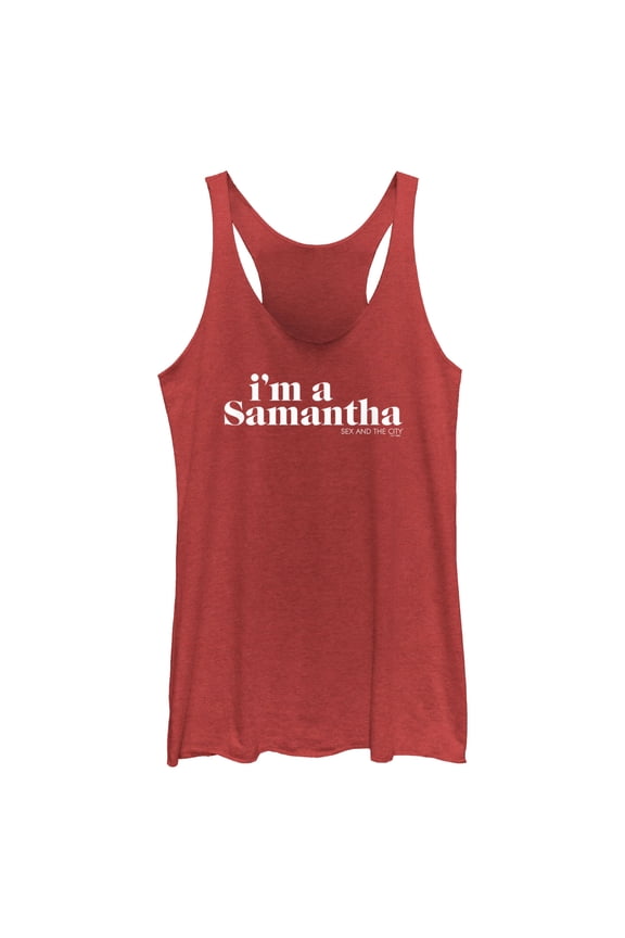 Women's Sex and the City I'm a Samantha Text  Racerback Tank Top Red Heather Medium