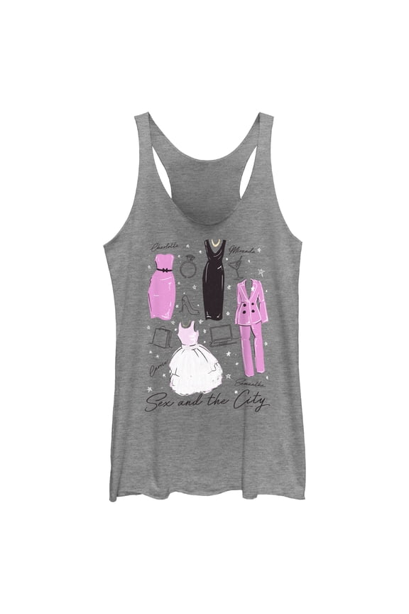 Women's Sex and the City Iconic City Fashion Racerback Tank Top Gray Heather X Small