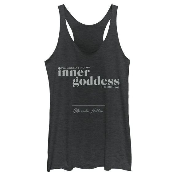 Women's Sex and the City Miranda Find Inner Goddess Racerback Tank Top Black Heather X Small