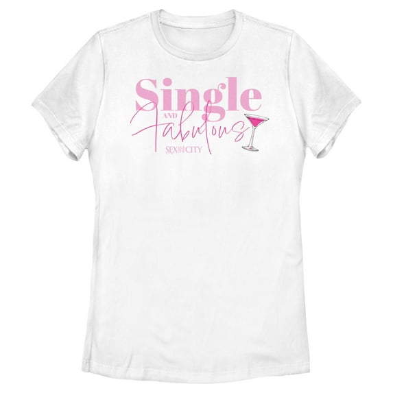 Women's Sex and the City Single and Fabulous Cosmo Graphic Tee White Small