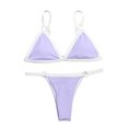 thumbnail image 1 of Women's Sexy 2 Piece Swimsuit Solid Brazilian Bikinis for Women O-Ring Triangle Top with Cheeky Bikini Bottom, 1 of 5