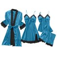 thumbnail image 1 of Women's Sexy 4-Piece Set - Suspender With Chest Pad Bathrobe & Nightgown, Blue, S, 1 of 5