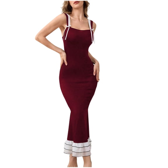 Women's Sexy Backless Bodycon Maxi Nightgown Sleeveless Fishtail Slip Dress Ruched Silhouette Soft Comfy Sleepwear Cocktail Party Pajama Dress Loungewear