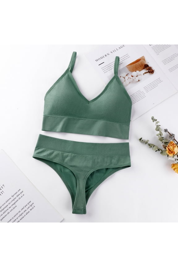 Women's Sexy Backless Bra and G-String Set Seamless Yoga Bras Set