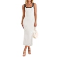 thumbnail image 1 of Women's Sexy Backless Satin Maxi Dress V-Neck Side Cutout High Split Graduation Dress, 1 of 5