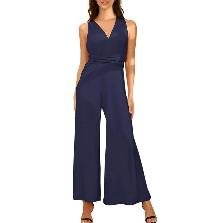 Sexy Casual Solid Backless With Belt V Neck Regular Jumpsuits Sexy Casual Solid Backless With Belt V Neck Regular Jumpsuits