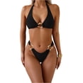 thumbnail image 1 of Women's Sexy Backless Two-piece Beach Bikini Swimsuit Black M, 1 of 5