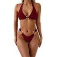 thumbnail image 1 of Women's Sexy Backless Two-piece Beach Bikini Swimsuit Wine L, 1 of 4