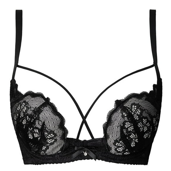 Women's Sexy Balconette Lace Bra Underwire Push Up Demi Lightly Padded Full Coverage Plus Size Everyday Support Lingerie