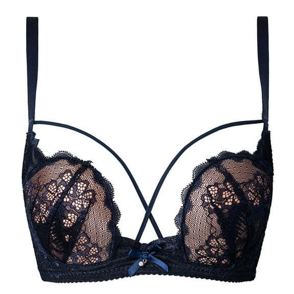 Women's Sexy Balconette Lace Bra Underwire Push Up Demi Lightly Padded Full Coverage Plus Size Everyday Support Lingerie