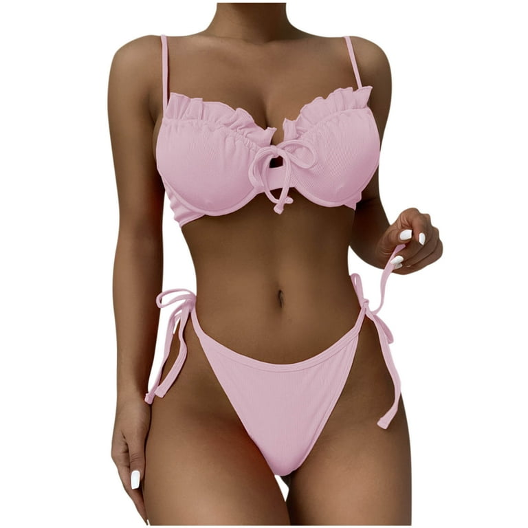 Women's Sexy Bikini Set Two Piece Swimsuits Spaghetti Strap Ruffle