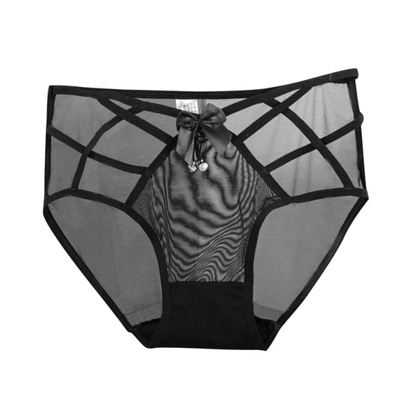 Women's Sexy Black Lace High Waist Panties - Plus Size Briefs - Polyester/Spandex - Full Coverage - M-XL