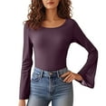 thumbnail image 1 of Women's Sexy Boat Neck Lace Sleeve Sheer Tight Fitting Blouse Top, 1 of 2