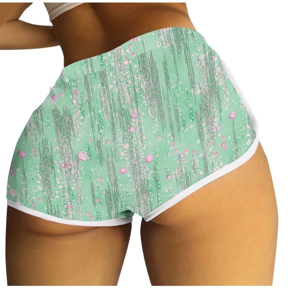 Women's Sexy Booty Shorts - Printed Yoga & Dance Shorts for Gym, Running & Loungewear, Trendy Active Hot Shorts