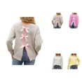 thumbnail image 1 of Women's Sexy Bow Tied Back Knit Sweater With Open Back, 1 of 7