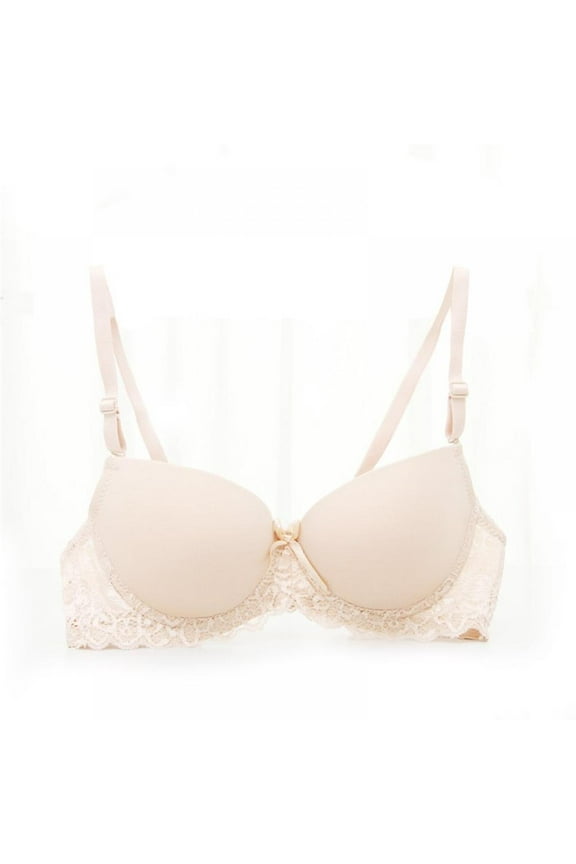 Women's Sexy Bra Lace Push-up Breast Adjustment Push Up Support Bra A B Cup Beige