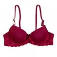 thumbnail image 1 of Women's Sexy Bra Lace Push-up Breast Adjustment Push Up Support Bra A B Cup Wine Red, 1 of 3