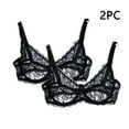 thumbnail image 1 of Women's Sexy Bra Sheer Lace Bra Floral Lace Bralettes Plus Size Full Coverage See Through Bralettes Mesh Soft Bras 2 pcs, 1 of 2