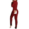 thumbnail image 1 of Women's Sexy Butt Button Back Flap Pjs Jumpsuit Sleepwear V Neck Long Sleeve Romper Pajamas Onesies, 1 of 4