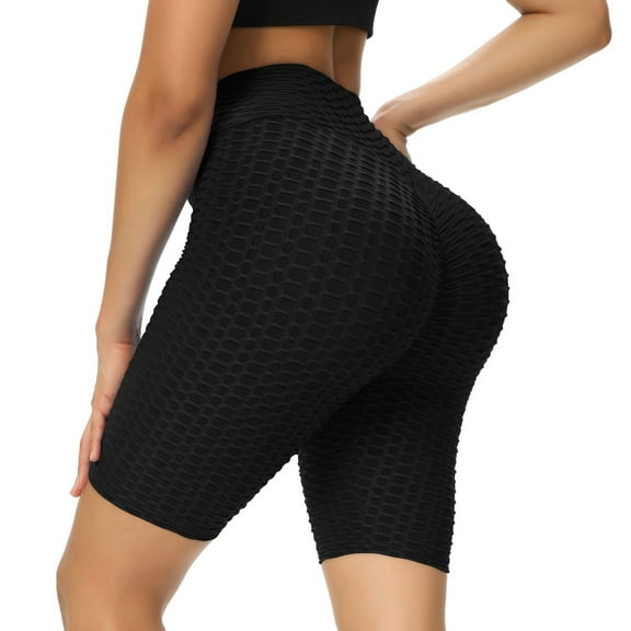 Women's Sexy Capri-Length Yoga Leggings – Bubble-Texture Butt-Lifting Fitness Pants for Pilates, Stretching & Studio Workouts,Black L