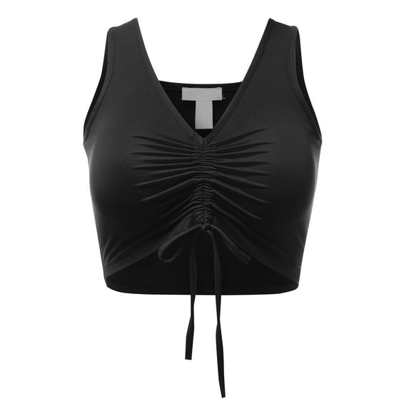 Women's Sexy Casual Adjustable Ruched Stretchy Slim Fit Jersey Crop Top