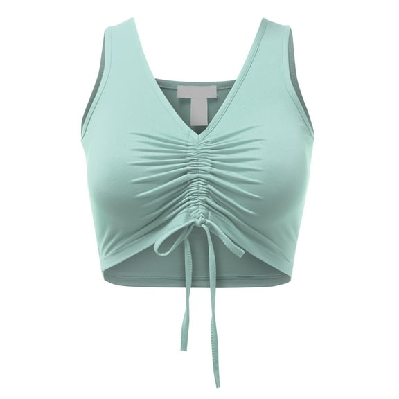 Women's Sexy Casual Adjustable Ruched Stretchy Slim Fit Jersey Crop Top