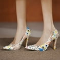 thumbnail image 1 of Women's Sexy Casual Graffiti Pointed Toe High Heels,9.5cm PU leather Pumps,Wedding Dress Shoes,Cute Evening Stilettos, 1 of 5