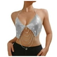 thumbnail image 1 of Women's Sexy Chain Metal Rhinestone Tank Top Party Evening Wear Sleeveless Shiny Blouse Club Outfit Fashionable Comfortable Stylish, 1 of 2
