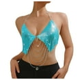thumbnail image 1 of Women's Sexy Chain Metal Rhinestone Tank Top Party Evening Wear Sleeveless Shiny Blouse Club Outfit Fashionable Comfortable Stylish, 1 of 2
