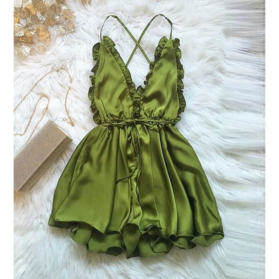 Women's Sexy Chest Multi-Color Strap One-Piece Shorts Pajamas