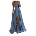 thumbnail image 1 of Women's Sexy Chiffon Evening Dress Solid Color Hollow Back Slit Casual Party Gown Elegant Flowy Feminine Comfortable Stylish, 1 of 1