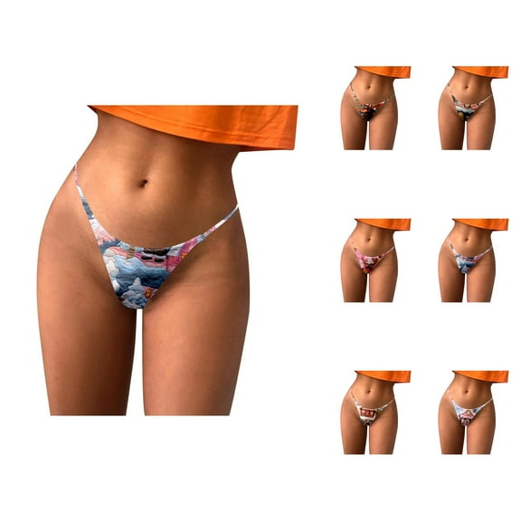 Women's Sexy Christmas Print Breathable Panties Thong Panties