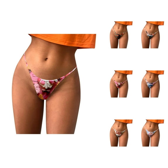 Women's Soft Christmas Print Breathable Panties Thong Panties Cotton Womens Underwear